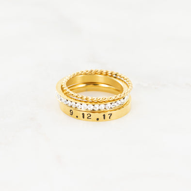 The Rebecca Hand Stamped Ring Stack