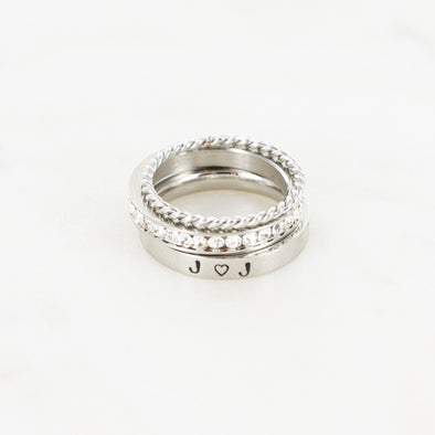 The Rebecca Hand Stamped Ring Stack