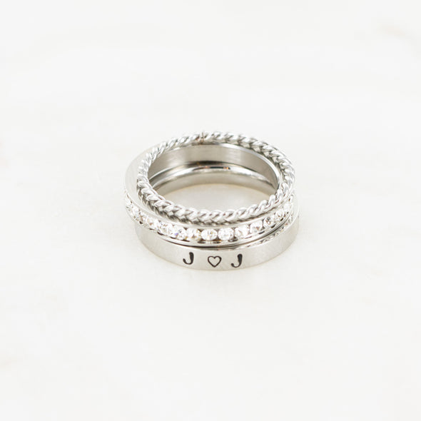 The Rebecca Hand Stamped Ring Stack