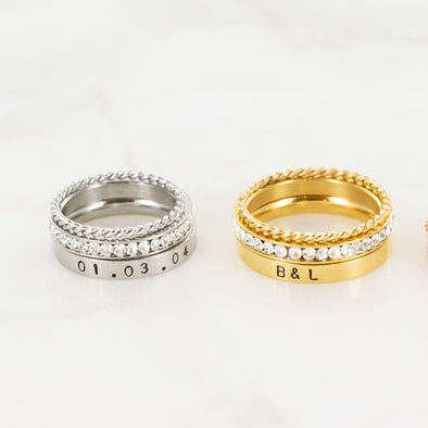 The Rebecca Hand Stamped Ring Stack