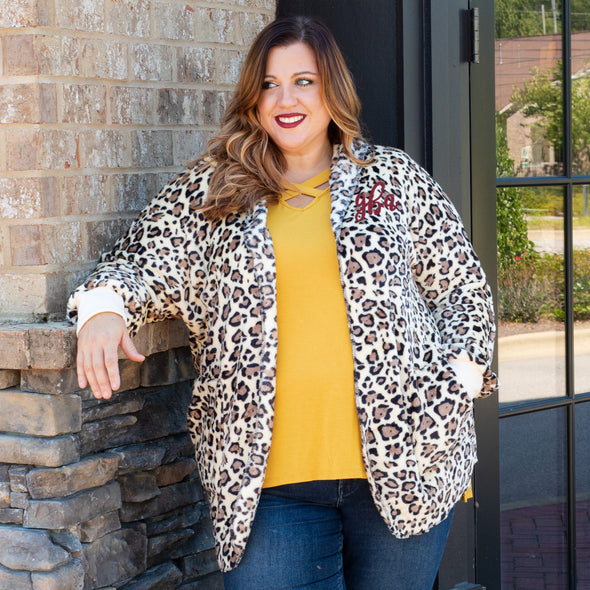 Stay With Me Plush Cardigan - Cheetah