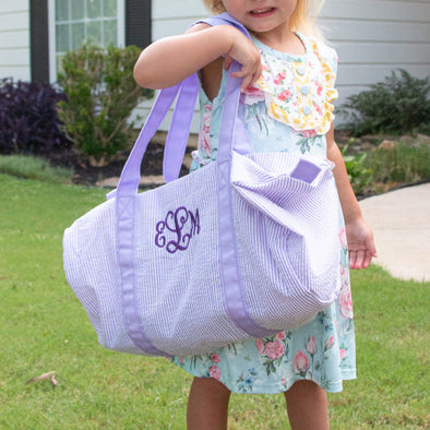 On the Go Seersucker Duffle Bag - Lavender