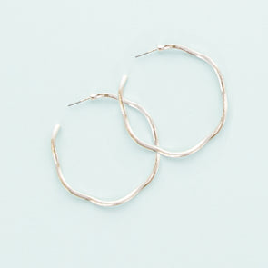 Making Waves Hoop Earrings - Silvertone