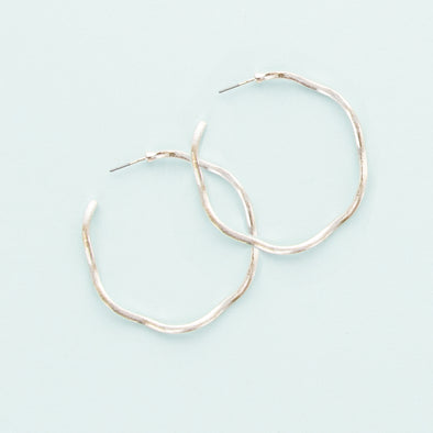 Making Waves Hoop Earrings - Silvertone