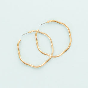 Making Waves Hoop Earrings - Goldtone