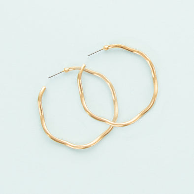 Making Waves Hoop Earrings - Goldtone