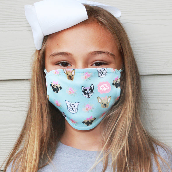 Kids Light Blue Puppy Dogs Face Mask