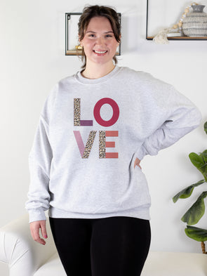 Leopard LOVE Sweatshirt - Grey