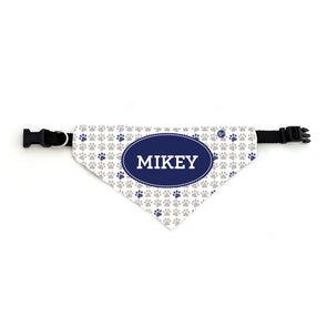 Blue & Gray Paw Print Pet Bandana