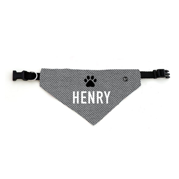 Grey Denim Paw Print Pet Bandana