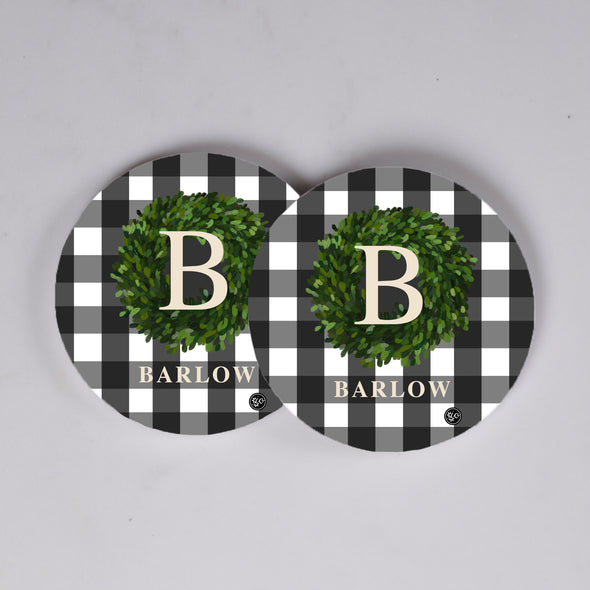 Checkered Plaid Coasters - Black & White