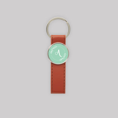 Sophisticated Single Initial Leatherette Strap Keychain