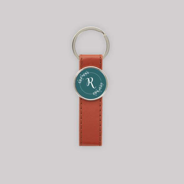 Sophisticated Single Initial Leatherette Strap Keychain