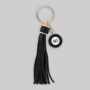 Black and White Polka Dot Tassel Keychain