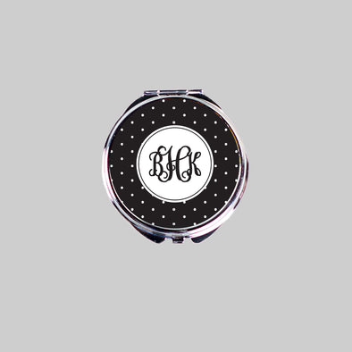 Black and White Polkadot Compact Mirror