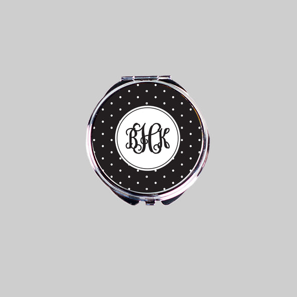 Black and White Polkadot Compact Mirror