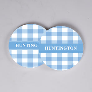 Plaid Coasters - Carolina Blue