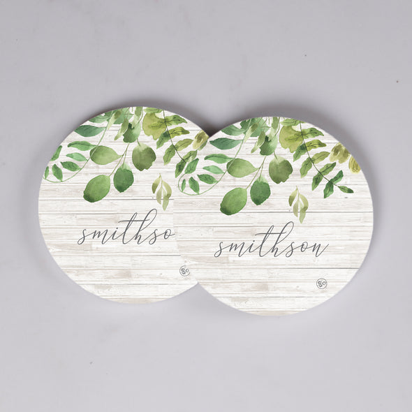 Whitewash Wood with Greenery Coasters