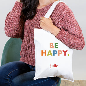 BE HAPPY Personalized Tote Bag