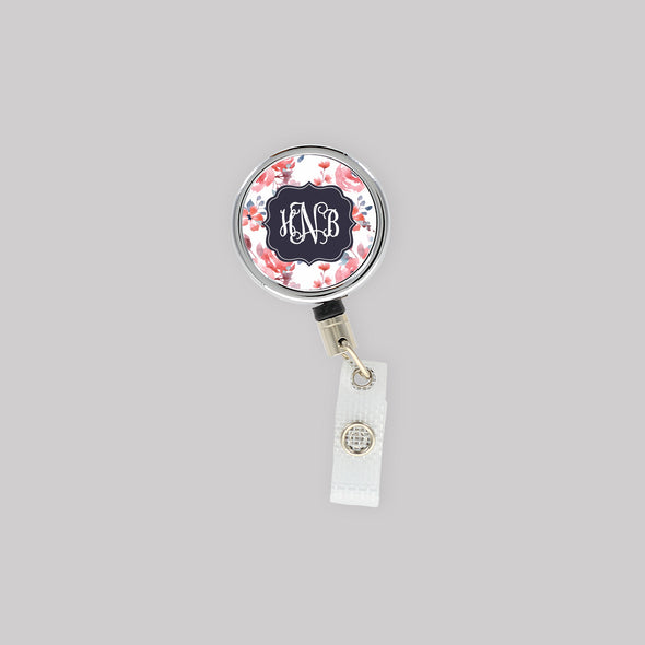 Watercolor Floral Retractable Lanyard