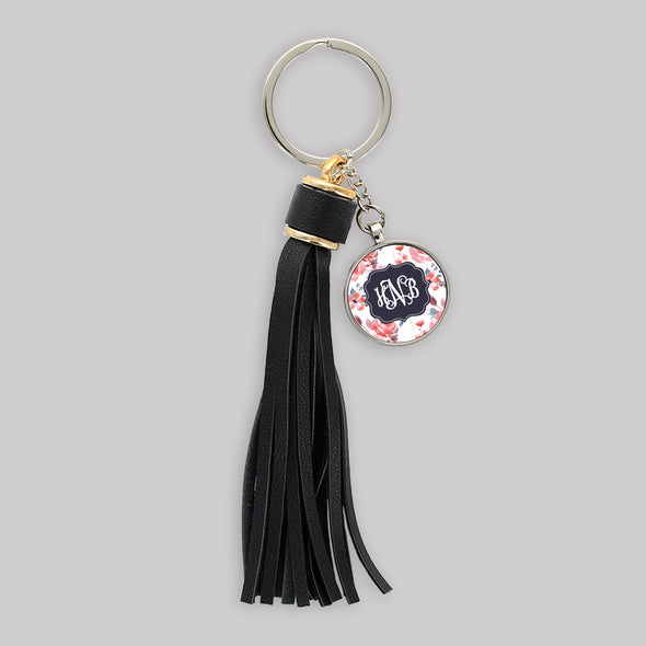 Watercolor Floral Tassel Keychain