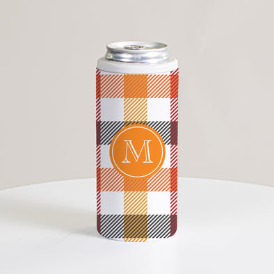 Fall Plaid Slim Can Cooler