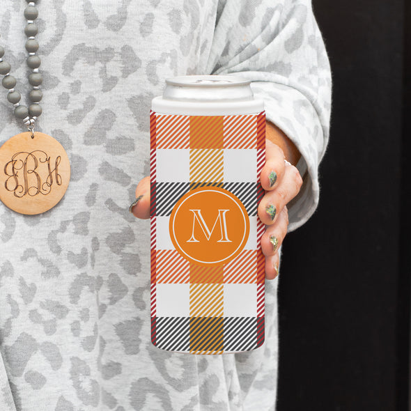 Fall Plaid Slim Can Cooler