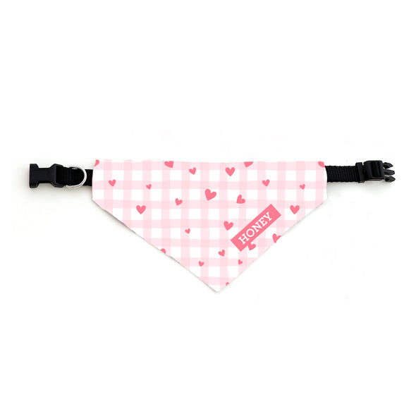 Pink Plaid Hearts Pet Bandana