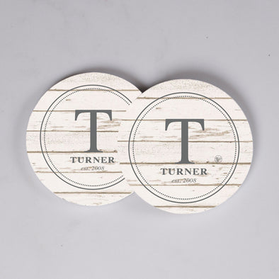 White Wash Initial Coasters