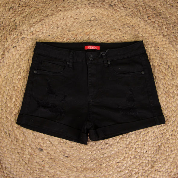 Midnight Rider Denim Shorts - Black