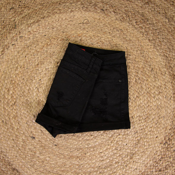 Midnight Rider Denim Shorts - Black