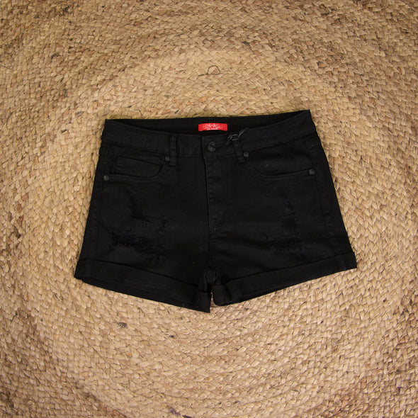 Midnight Rider Denim Shorts - Black