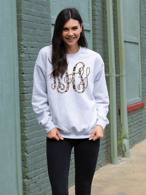 Leopard Monogram Sweatshirt - Grey