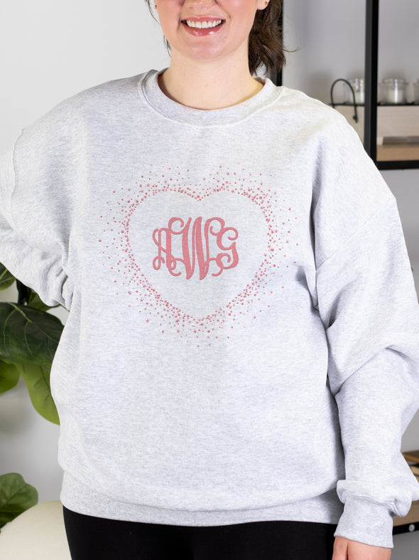 Confetti Heart Monogram Sweatshirt - Grey