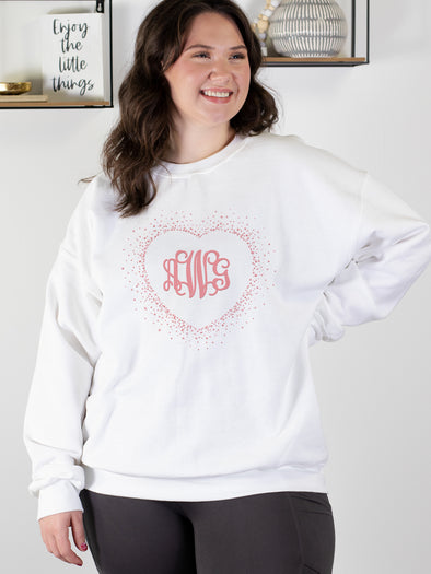 Confetti Heart Monogram Sweatshirt - White