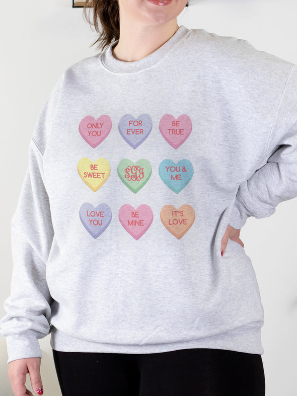 Candy Hearts Monogram Sweatshirt - Grey