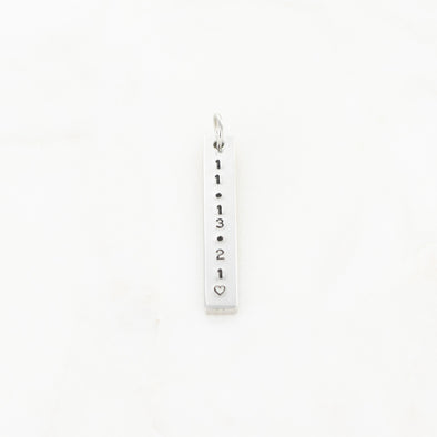 Hand Stamped Vertical Bar Charm