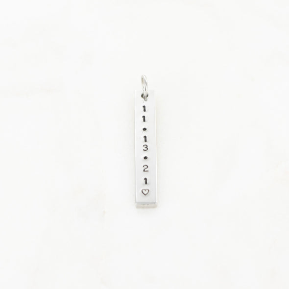 Hand Stamped Vertical Bar Charm