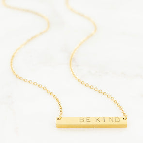 Hand Stamped Horizontal Bar Necklace