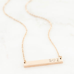 Hand Stamped Horizontal Bar Necklace