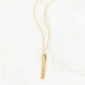 Hand Stamped Vertical Bar Necklace