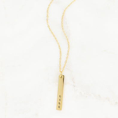 Hand Stamped Vertical Bar Necklace