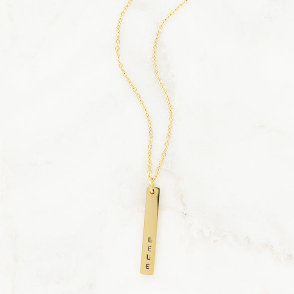 Hand Stamped Vertical Bar Necklace