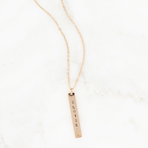 Forever Stamped Cross Vertical Necklace