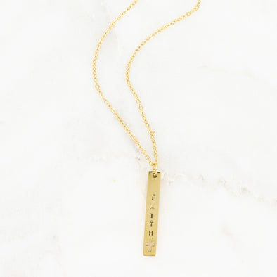 Forever Stamped Cross Vertical Necklace