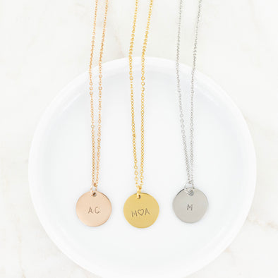 Hand Stamped Medium Disc Necklace