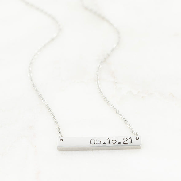 Hand Stamped Horizontal Bar Necklace