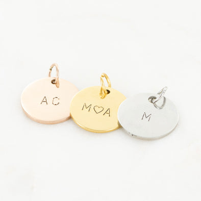 Hand Stamped Medium Round Charm