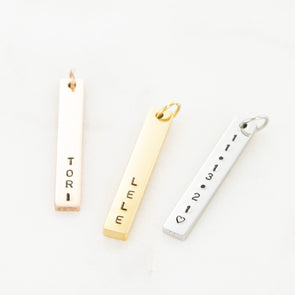 Hand Stamped Vertical Bar Charm