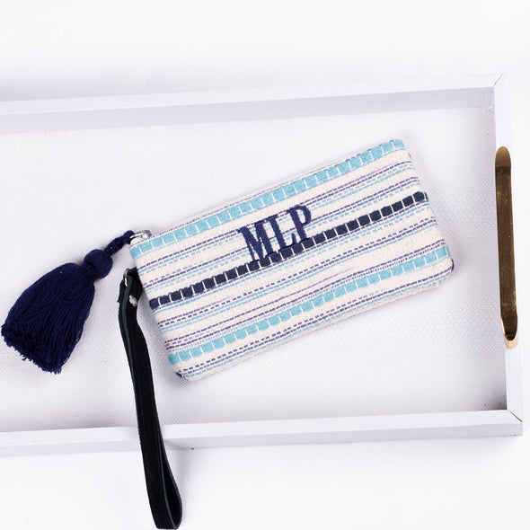 Milan Wristlet - Blue Stripes